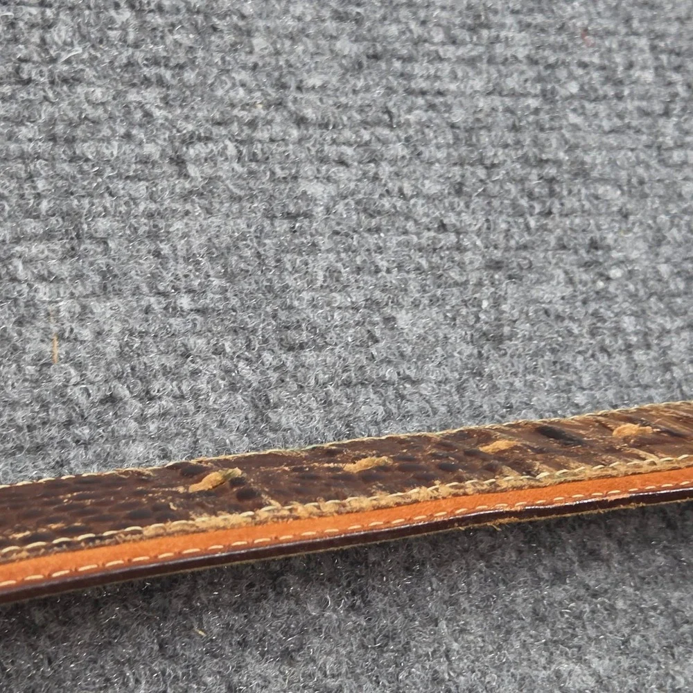 Vintage Tony Lama Tooled Leather Belt Size 40 Croc Embossed No Buckle Made USA